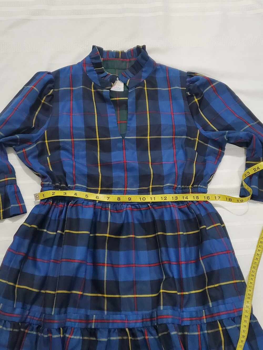 GRETCHEN SCOTT Teardrop Dress- Plaidly Cooper In Navy - Picture 4 of 10